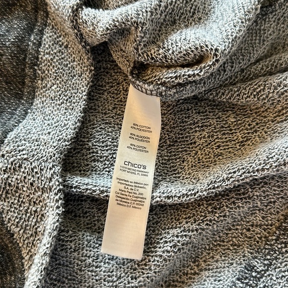 Zenergy -Chico’s gray terry zipper shoulder asymmetrical hem top size L / 12 - Picture 5 of 5